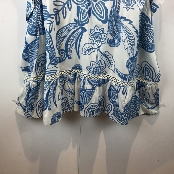 Z & L blue and white print with open weave trim. Large. NWT - Picture 4 of 7